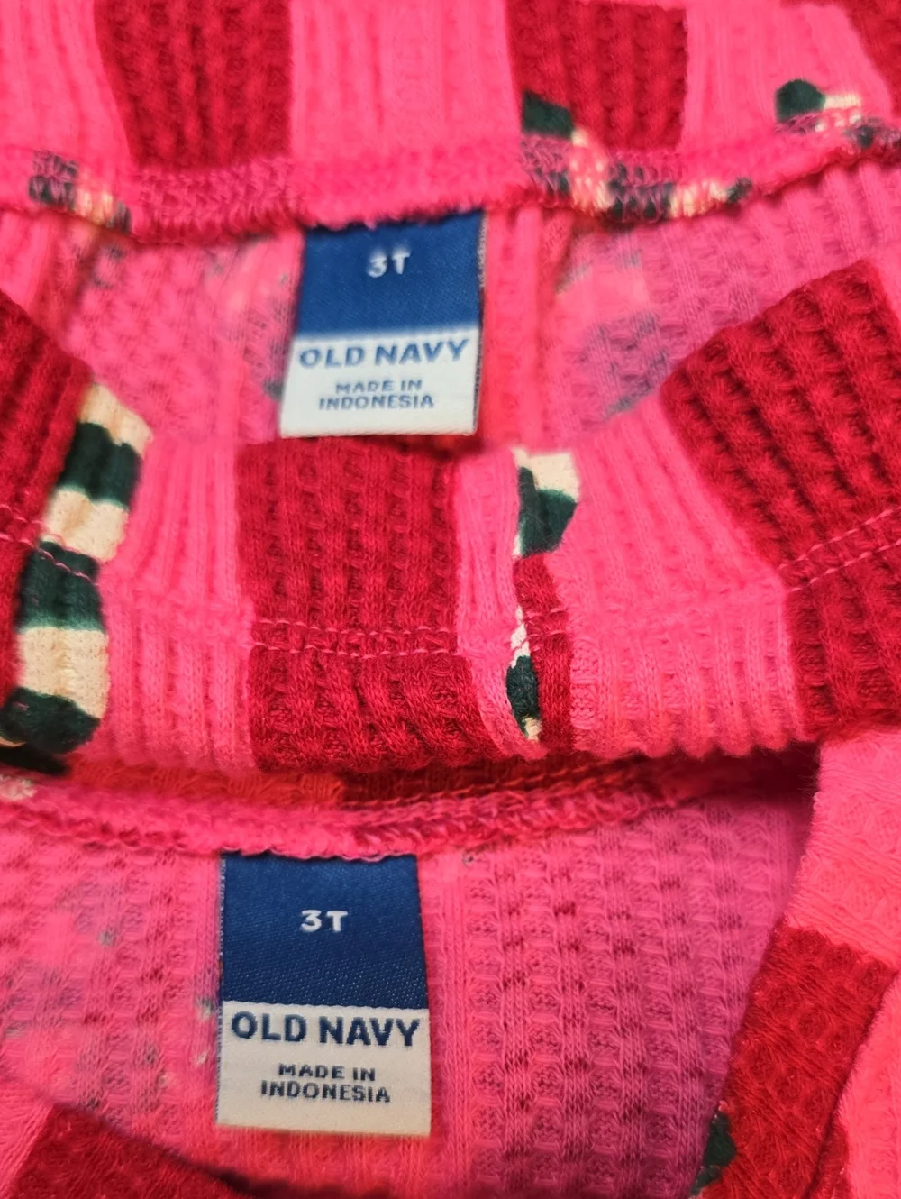 Old Navy Pink & Red Candy Cane Waffle Knit Set